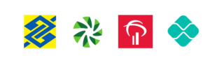 Logo do banco do Brasil, logo do sicredi, logo do bradesco e logo do pix.